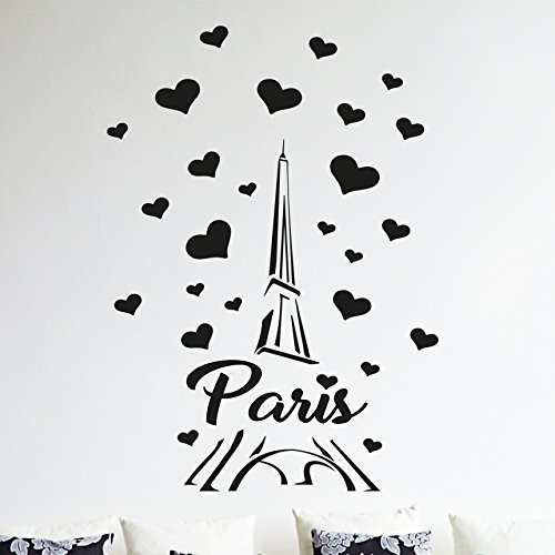 Paris France Eiffel Tower Love Wall Art Decal Decor Vinyl Sticker Mural Wall4Stickers