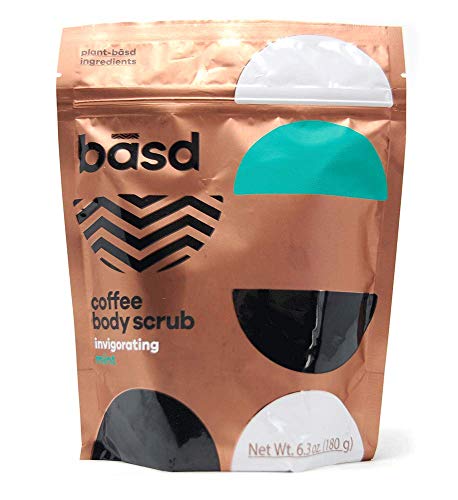 Basd, Organic Arabica Coffee Scrub, Exfoliating Body Scrub, Invigorating Mint, Toning & Smoothing, Vitamin E, 6.3 Ounce Bag