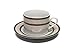 Royalty Porcelain 20-Piece Old-Fashioned White Dinnerware Set, Black Trim with Gold-plated Greek pattern, Service for 4