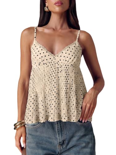 MakeMeChic Women's Polka Dots Babydoll Peplum Tops Flowy Cute Cami Top at Amazon