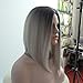 Short Wig Cosplay Wigs for Women Ombre Hair Silver Gray Synthetic Wigs Black to Grey Anxin Bob Straight Middle Part Full Head Wigs Heat Resistant (28CM, Grey)
