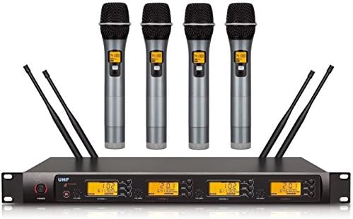 professional 4 channels PLL karaoke wireless microphone microfone system