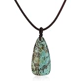 COAI Genuine Leather Necklace for Men Women, Teardrop Pendant African Turquoise Necklace for Men Women