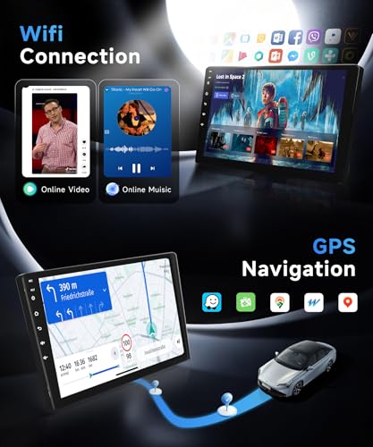 6G+128G 8 Cores Android Car Radio for Ford Fiesta 2009-2017 9 Inch Screen Car Radio with Carplay Wireless Android Auto Mirror Link Bluetooth FM/RDS/EQ/DSP WiFi GPS Steering Wheel Controls Backup Camera