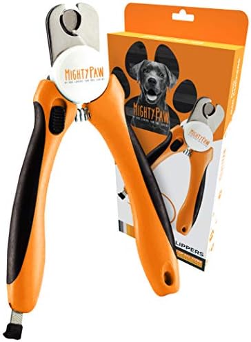 Mighty Paw Dog Nail Clippers | Pet Nail Trimmers & Nail File Set Includes a Built-in Safety Guard to Avoid Cutting Too Short. Stainless Steel Blade & Ergonomic Handle. Vet Recommended.