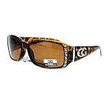 CG Eyewear Rhinestone Studded Narrow Rectangular Designer Fashion Sunglasses Tortoise