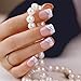 ArtPlus Preglued 24pcs Symmetrical Crossing White French Manicure with Silver Line Elegant 58041 False Nails Medium with Adhesive Press on Fake Nails