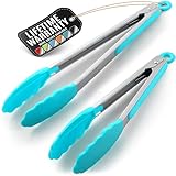 Zulay 2 Pack (9" & 12") Tongs For Cooking With