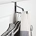 mDesign Modern Over Door Valet Hook - Multi Hanging Storage Garment Organizer Hanger Rack - Single Hooks for Coat, Hoodies, Hat, Scarves, Purse, Belt, and Bath Robe - 3 Pack - Charcoal Gray