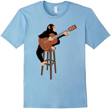 Men's Monkey playing acoustic guitar on a bar stool XL Baby Blue