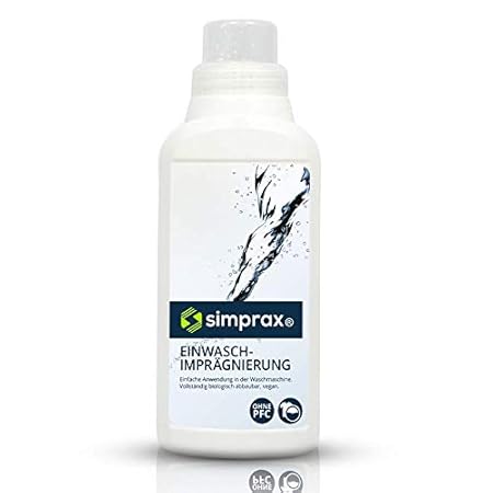 simprax® Textil Wash-In Imprägnierung 500ml Imprägniermittel. Umweltfreundliche Einwaschimprägnierung für Funktionstextilien/