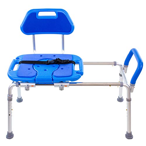 Sliding Shower Chair HydroGlyde Premium Heavy Duty, Padded Bathtub Transfer Bench with Cut Out
