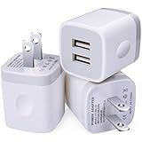 USB Wall Charger, 3-Pack 2.1A 2-Port USB Wall Plug Power Adapter Charging Block Cube for iPhone X 8 Plus 7 6 Plus 6S, iPad, Samsung Galaxy S9 S8 S7 S6 Edge, LG G7 V35 ThinQ, HTC, Google Pixel 2 XL