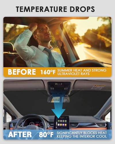 WEIPIN Windshield Sunscreen Compatible with Renault Captur 2 2013-2023 2024 E-Tech Hybrid RS Line Windshield Sunshade for Clio 5 with UV Protection, Cooling