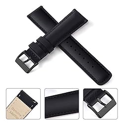 Ritche Genuine 18mm Black Leather Watch Bands Top