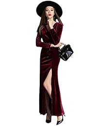 Ababalaya - Vestido de noche para mujer, estilo retro de terciopelo de los años 90