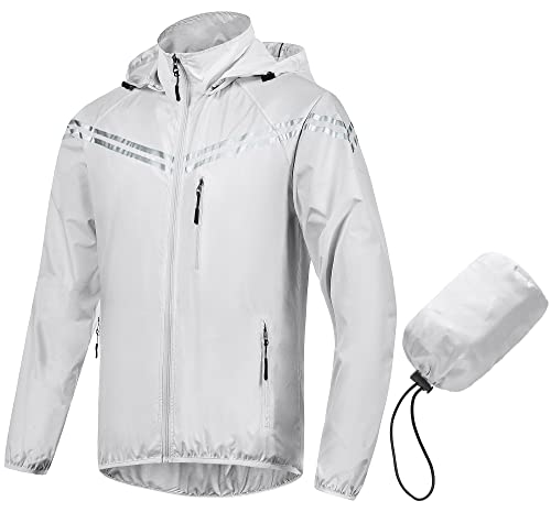 CREATMO US Men's Windproof Uv Protection Cycling Jacket Long Sleeve Wind Coat Hiking Fishing Bike Windbreaker Packable Rain Jacket Grey M at Amazon