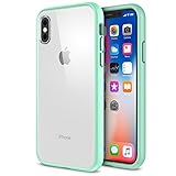 Maxboost iPhone X Case, HyperPro Hybrid Clear Case with GXD GEL [Drop Protection] / Premium Clarity for Apple iPhone X / iPhone 10 2017 [Reinforced Frame] TPU Bumper + Hard PC Back Cover -Mint/Orange