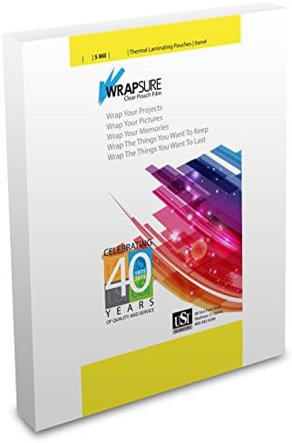 USI WrapSure Badge &amp; ID Thermal (Hot) Laminating Pouches / Sheets, Luggage Tag Size, 5 Mil, 2 1/2 x 4 1/4 Inches, Clear Gloss, Box of 100