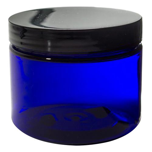 Cobalt Blue 6 oz PET (BPA Free) Plastic Jar (6 pack) + Spatulas and Labels
