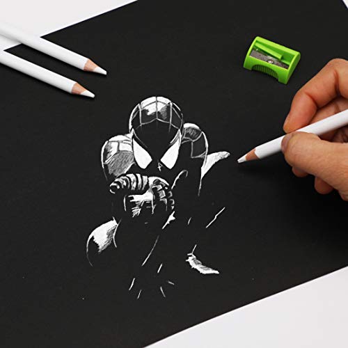 Art White Charcoal Pencils Set, 3 Piece, White Drawing Pencils for Artist, Sketching, Black Paper