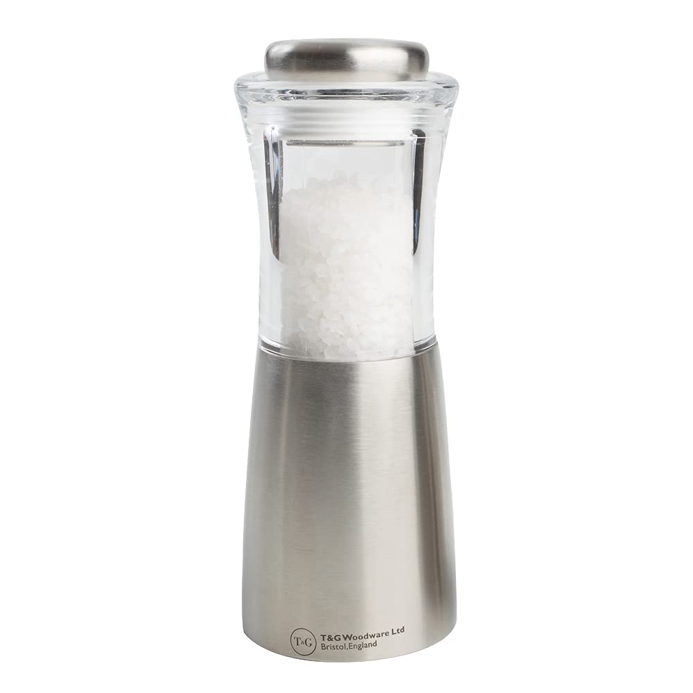 T&G 11718 CrushGrind Apollo Clear Acrylic/Stainless Steel Salt Mill, 15 cm