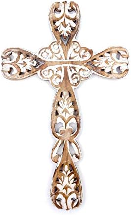 THE KRAFT INTERNATIONAL Wooden Christian Cross for Wall Décor (48x29x1.5 cm)