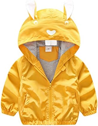 Toddler Boys Girls Animal Hoodie Outwear Windbreaker Jacket Waterproof Raincoat Yellow 130