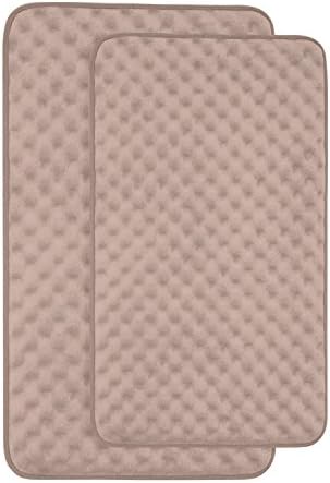 Loopilops HLC.ME 2-Piece Soft and Absorbent - Extra Thick- Non Skid Backing - Massage Memory Foam Bath Mat Set (Linen)
