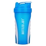 BOTTLED JOY Protein Shaker Bottle, Non-Toxic Wide Mouth 100% Leak Proof Shake Water Bottles 27oz 800ml (Blue)