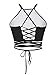 Womens Spaghetti Strap Camisole Vest Crop Tops Clubwear Cami(Black Face)