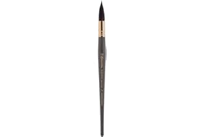 Escoda Aquario Gold Series 1140 Joseph Zbukvic Artist Watercolor and Acrylic Paint Brush, Short Handle, Round Mop, Petit Gris Natural Squirrel Hair (Size 12)
