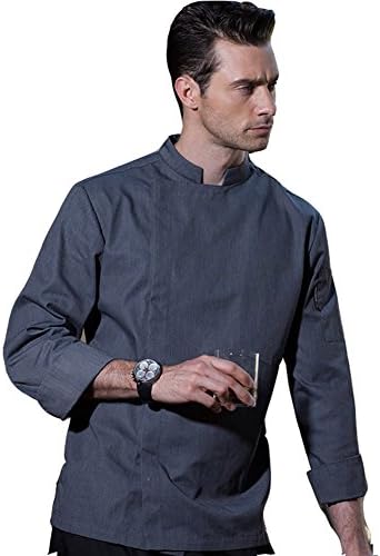 Long Sleeve Chef Coat with Concealed Front Placket in White Black and Grey