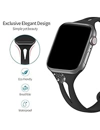 Bandiction - Correa deportiva compatible con Apple Watch 1.496 in 1.575 in, correa deportiva de silicona suave de repuesto para iWatch Series 4 3 2 1 Sport Edition para mujer y hombre