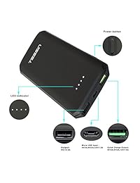 Tessin 10000 mAh Compacto Power Bank con QC 3.0 y Huawei FCP tecnología (negro)
