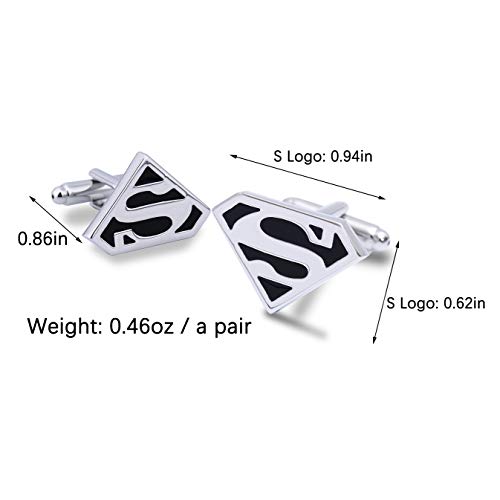 Zealmer 316L Stainless Steel Super Hero Cufflinks for Mens Shirt 1 Pair