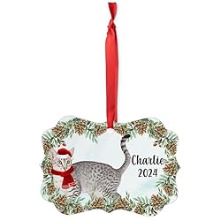 Grey Egyptian Mau Cat Christmas Ornament 2024