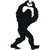 Bigfoot Love with Heart Vinyl Cutout Sticker Rub On Decal 2.75-by-4.5 Inches (White)