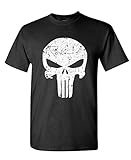 DISTRESSED PUNISHER SKULL mercenary liberty - Mens Cotton T-Shirt