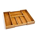 Seville Classics Bamboo Expandable 7 Compartment, 2 Adjustable, Flatware Utensil Cutlery  Drawer Tray Organizer (Kitchen)