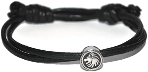 Stainless steel sliding lion charm on a waxed cotton cord bracelet and assorted note card option
