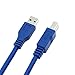 Bluwee USB 3.0 Cable - Type A-Male to Type B-Male - 2 Feet (0.6 Meters) - Round Blue
