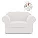 SyMax Spandex Stretch Sofa Slipcovers 2 Pieces Non Slip Sofa Seat Chair Covers Couch Furniture Protector for Dog/Cat(Chair, Off-White)