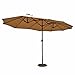 Le Papillon 15 ft Market Outdoor Umbrella Double-Sided Aluminum Table Patio Umbrella with Crank, Beige