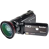 Besteker HDMI 1080P FHD WIFI Digital Video Camera Infrared Night Vision 30FPS Camcorder with 18X Zoom Touch Screen and External 72mm Wide Angle Lens (HDV-D395)