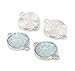 Wholesale 24 PCS Cabochon Druzy Connector Faux Drusy Resin Iridescent with Double Bail Connector Round Charm Bulk for Jewelry Making (Aqua)