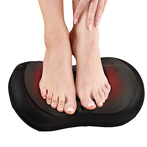 GideonTM Shiatsu Deep Kneading Massage Pillow with Heat/Massage, Relax, Sooth and Relieve Neck, Shoulder and Back Pain (Gray)