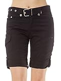 Classic Designs Juniors Stretch Poplin Belted Cargo Bermuda Shorts