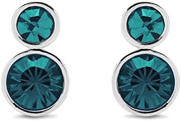 The Gemseller Women’s Swarovski Emerald Crystal Studded Double Disc Earrings with 14K Gold Plating