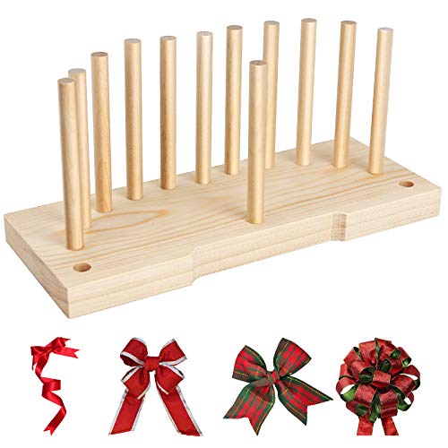 Creproly Bow Maker for Ribbon Wreaths, 2in1 Double Sided Wooden Hair
